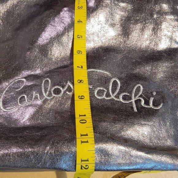 ✨ Vintage Carlos Falchi Silver-Tone Tote Bag - Rare Metallic Design - Picture 9 of 10